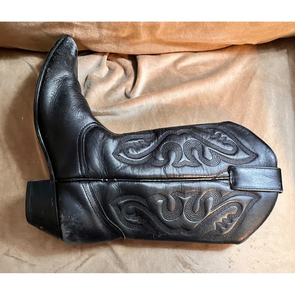 Oak Tree Farms Black Leather Western Cowboy Boots Women's Size 7 - Picture 5 of 10